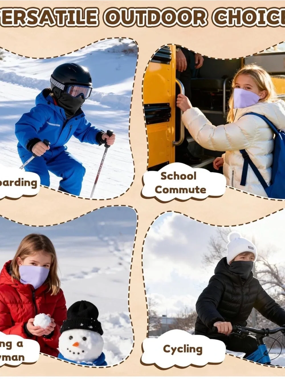 Kids Black Neck Gaiter - Comfortable Face & Neck Cover